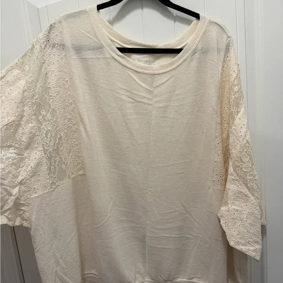 Torrid Cream Lace Detail Sweatshirt - Picture 1 of 5